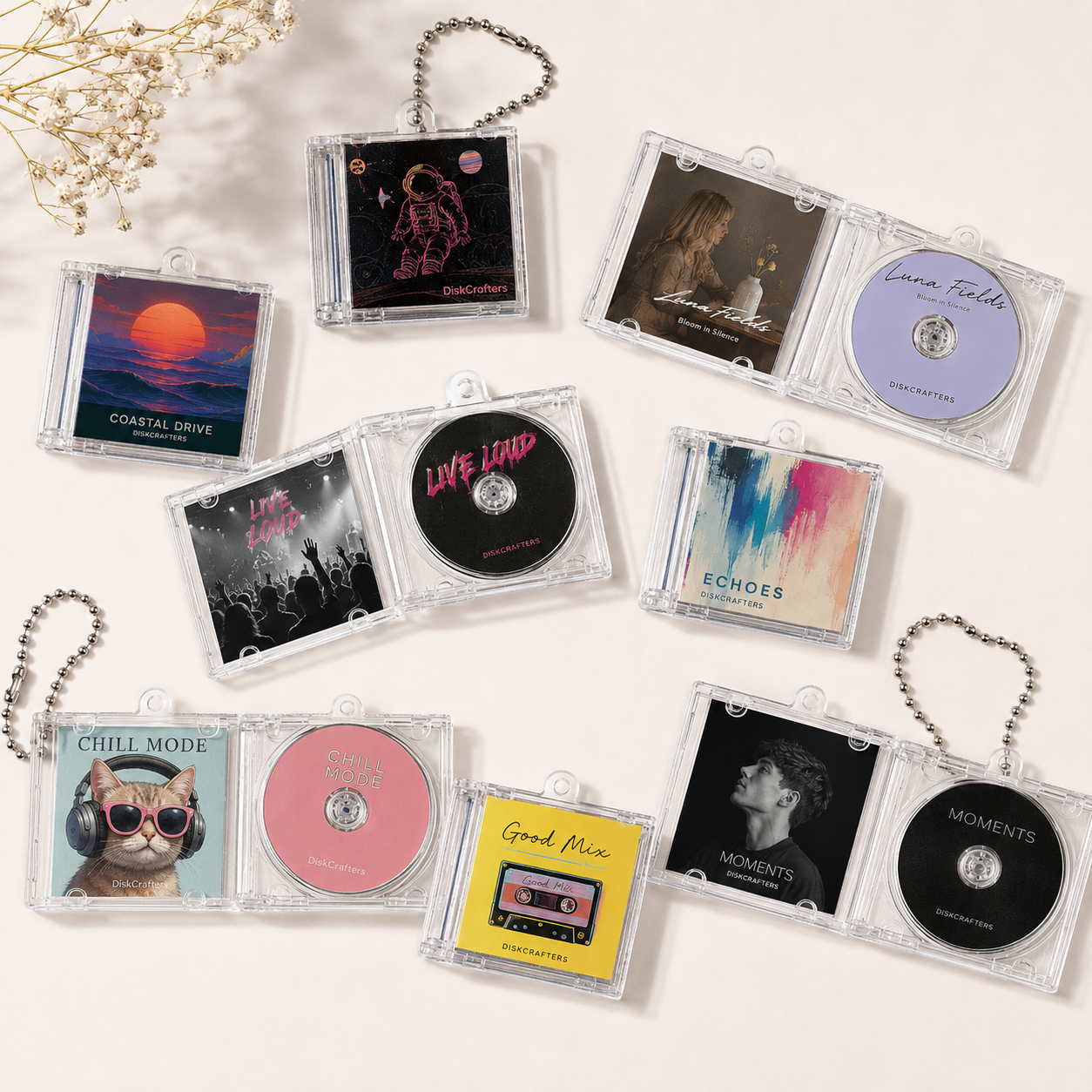 Miniature Jewel Case CD Custom NFC Keychains
